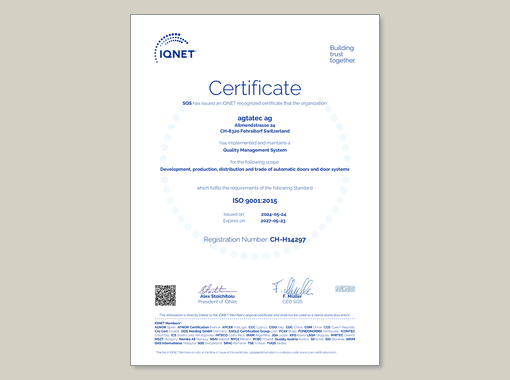 IQNet Certificate 9001 & 14001 & 45001